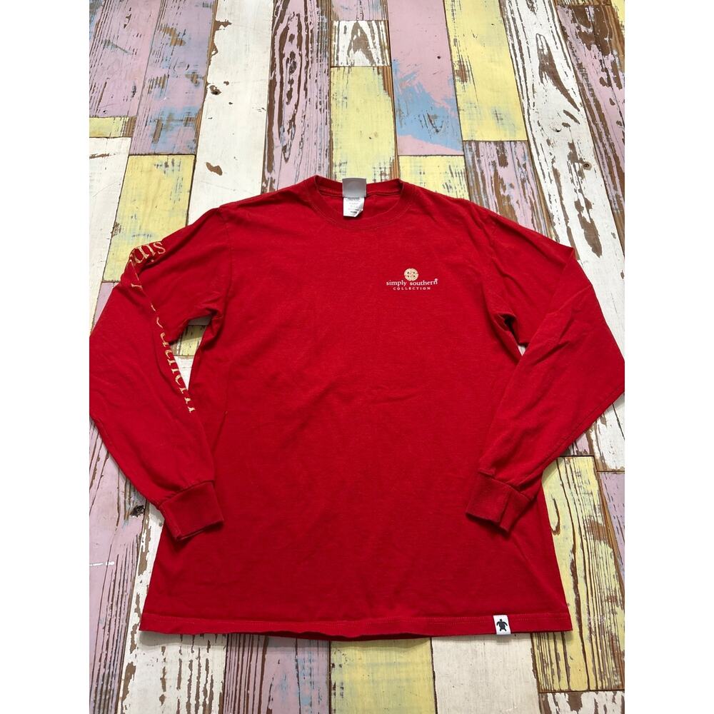 Simply Southern Long sleeve Tee Szie Medium Red Christmas